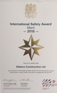 International Safety Award Certificate 2018
