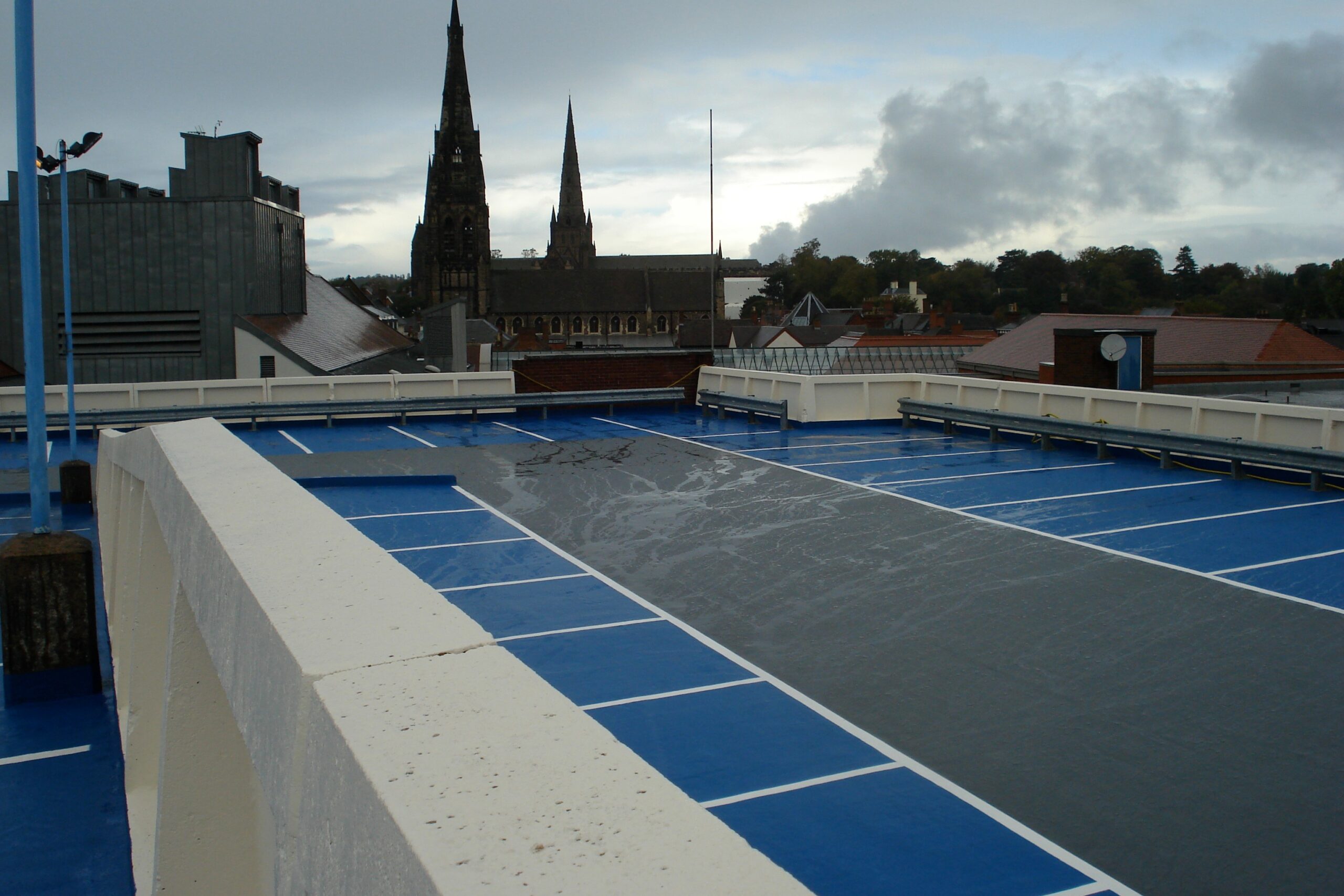 Frog Lane Multi Storey Car Park Lichfield Top Deck With Spires In The Background
