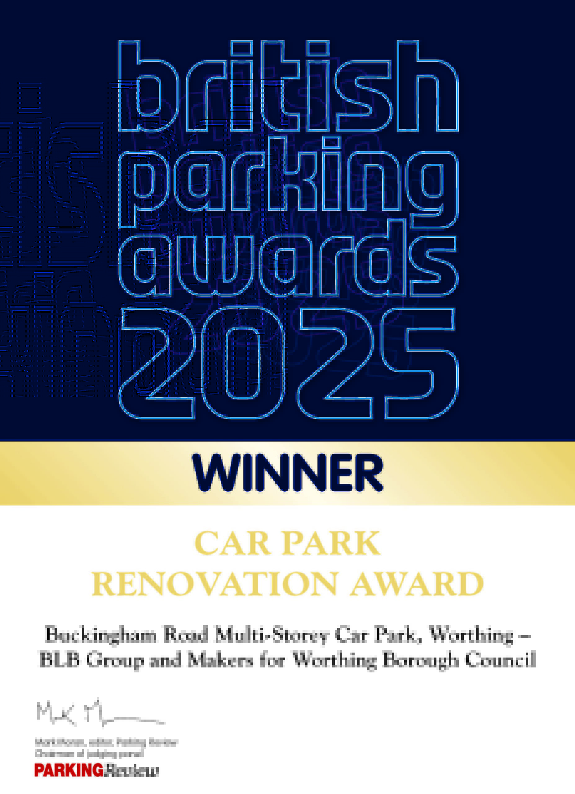 BPA Car Park Renovation Award Winners 2025 for Buckingham Road MSCP Worthing