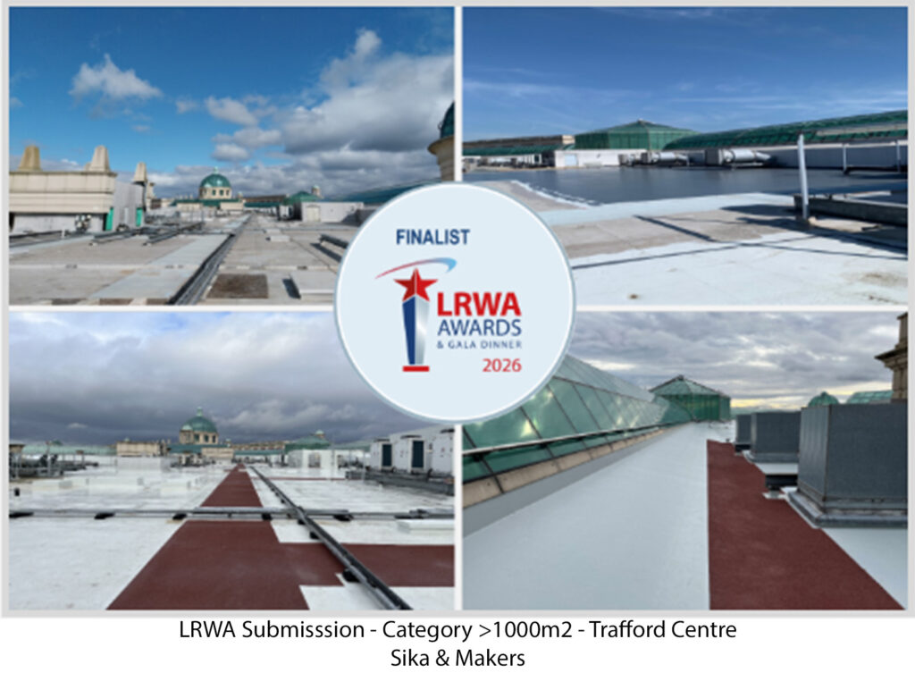 Trafford Centre Roof Refurbishment, listed as finalist for LRWA 2026 >1000m2 Category - Sika and Makers