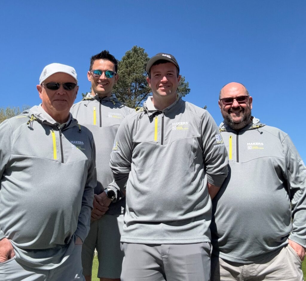 Makers Construction Golf Team Players L-R Simon Lamb, Luke Foster, Joe Marler and Sean Allsop