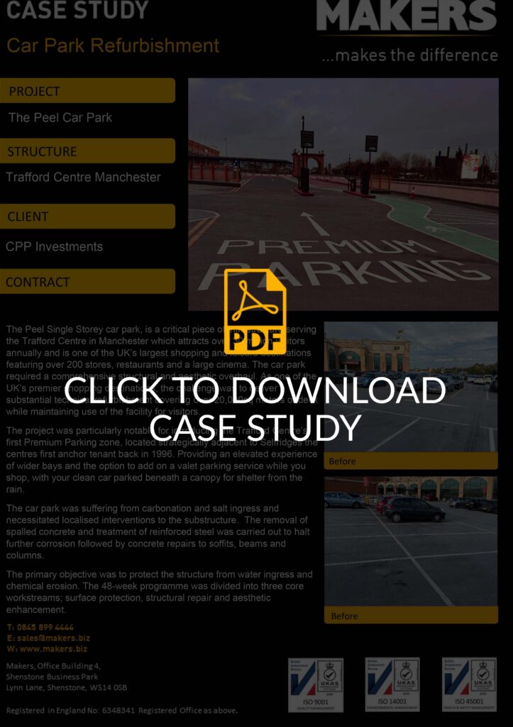 The Peel Car Park Refurbishment Case Study which took place at the Trafford Centre