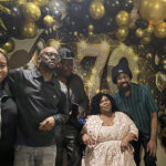 Yvonne celebrates with friends and family